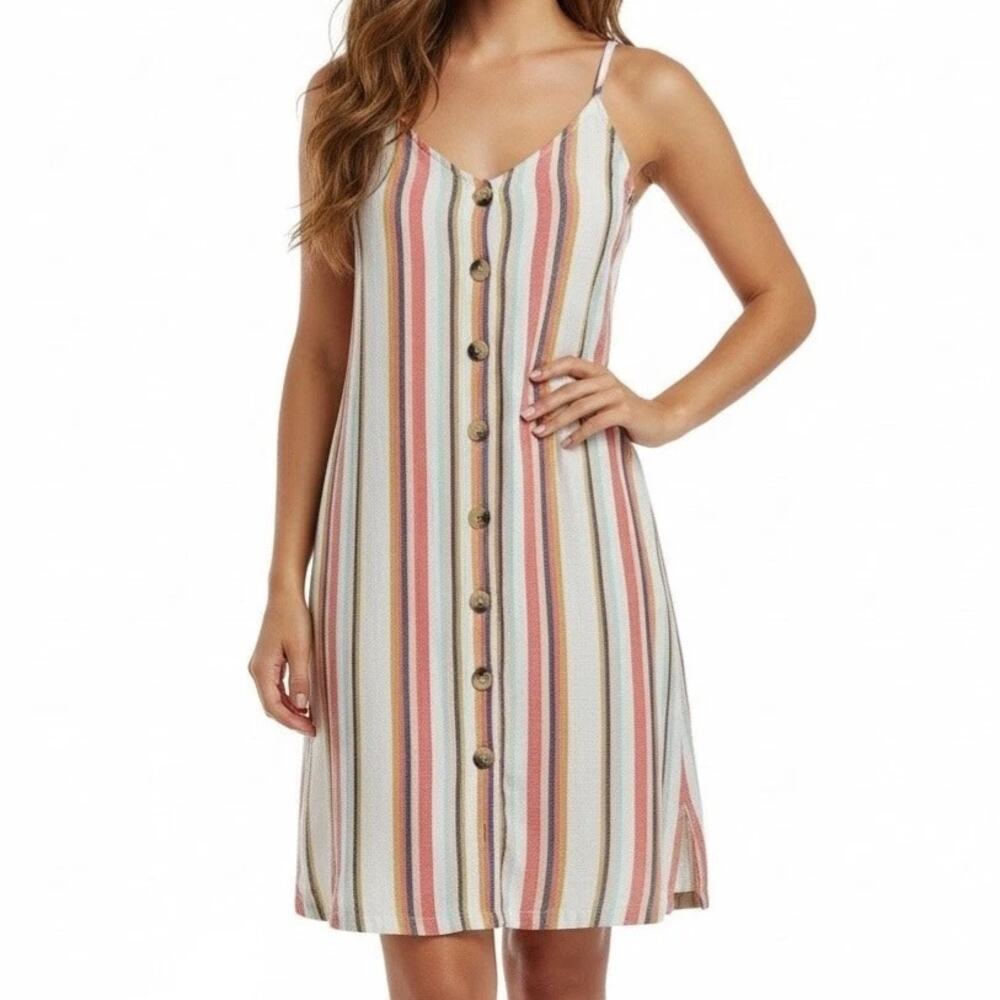 Rip Curl Classic Surf Multicolor Striped Button Up Relaxed Fit Dress Women's M